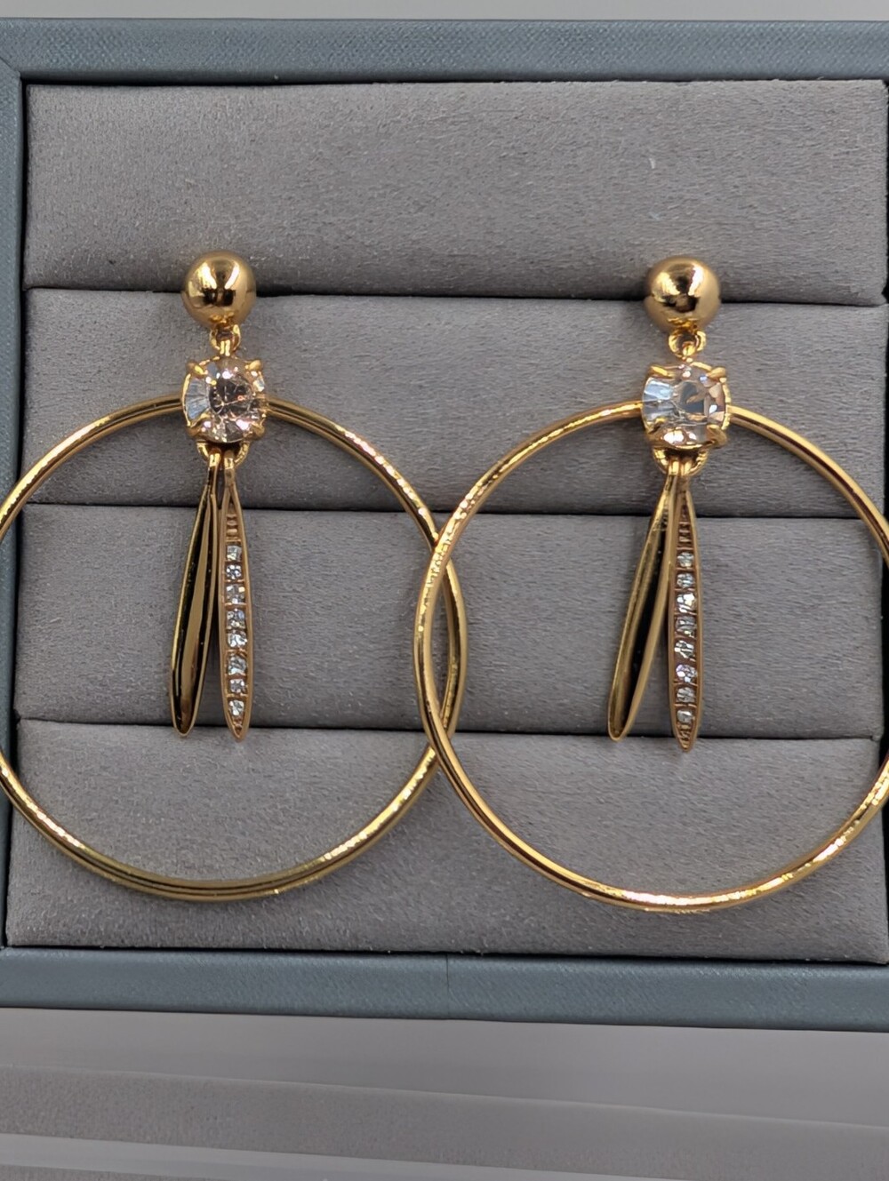 J.Crew Gold Crystal Pavé Spike Large Hoop Earrings | M263